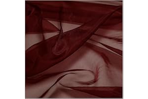 MDS-MEGADECORSUPPLY MDS Pack of 5 Yard Sheer Organza Fabric for Wedding Party Home Event Banquet Decorations, Backdrop Curtain Craft Dress Sewing Fashion DIY Crystal Organza Tulle Fabric Bolt 44” Wide - Burgundy