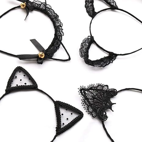 Amazon Hapyshop 猫耳 カチューシャ レース セクシー ヘアアクセサリー ヘアバンド 髪飾り パーテイー ハロウィン コスプレ 仮装 小物 萌えグッズ 黒 タイプ1 コスプレ 仮装 通販
