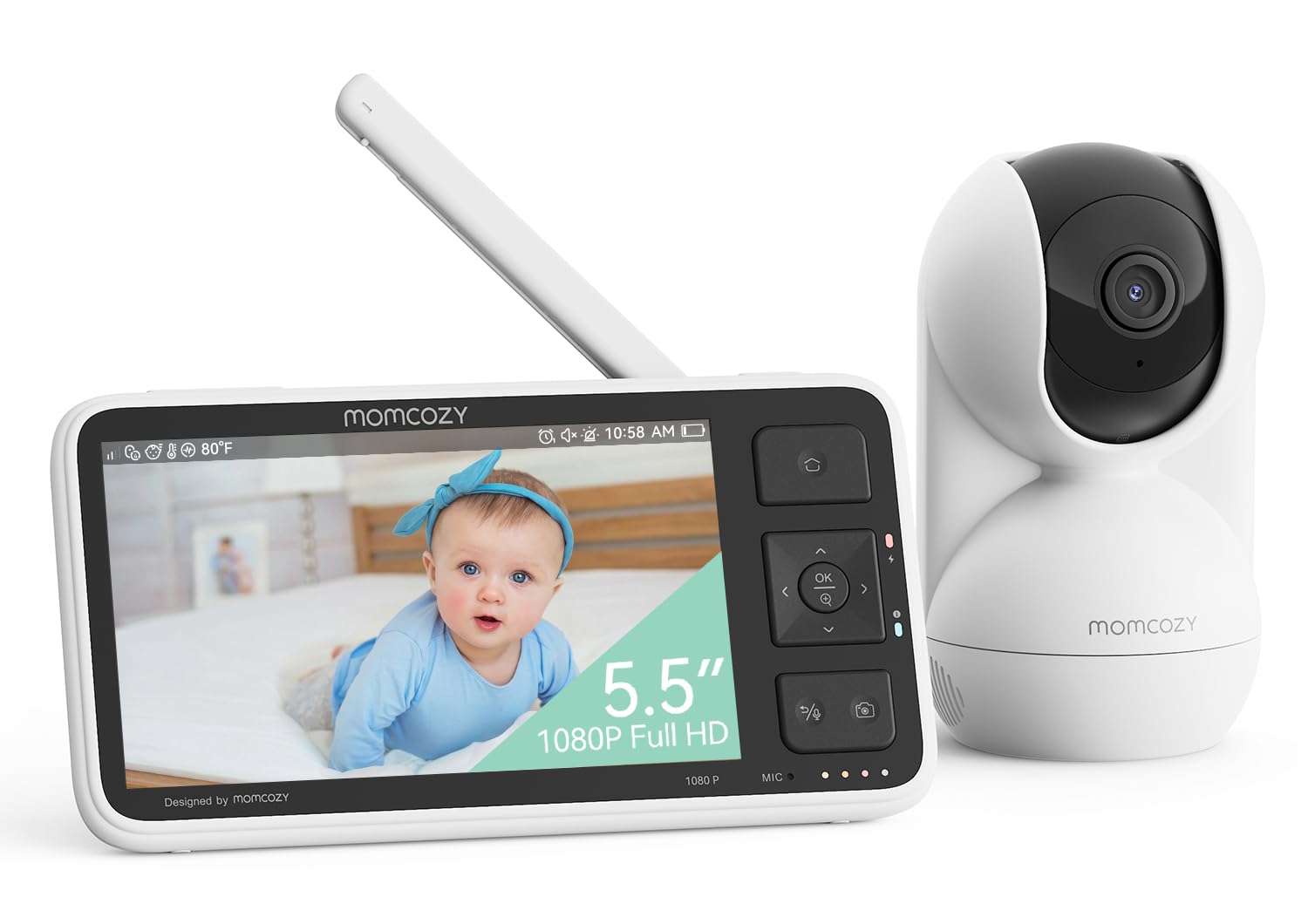 Photo 1 of Momcozy Upgraded BM03 Baby Monitor, 5.5'' 1080P Full HD Baby Monitor with Camera and Audio No WiFi, Safe Fence, Motion Detection, Night Vision, 5800mAh 120-hrs Battery, VOX, 2-Way Audio, 1640ft Range