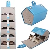 Winfox Travel Sunglasses Organizer, 5-Slot Foldable Eyeglasses Holder for Storage, Christmas Gifts for Women Men, Travel Case