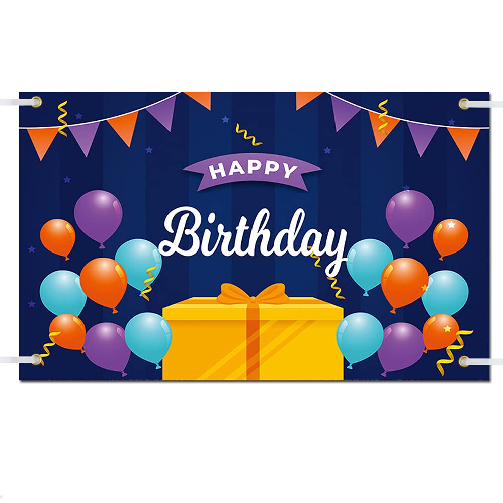 Birthday Backdrop Banner，110 * 180cm Birthday Party Decoration Poster Extra Large Party Background Decorations Supplies (purple)