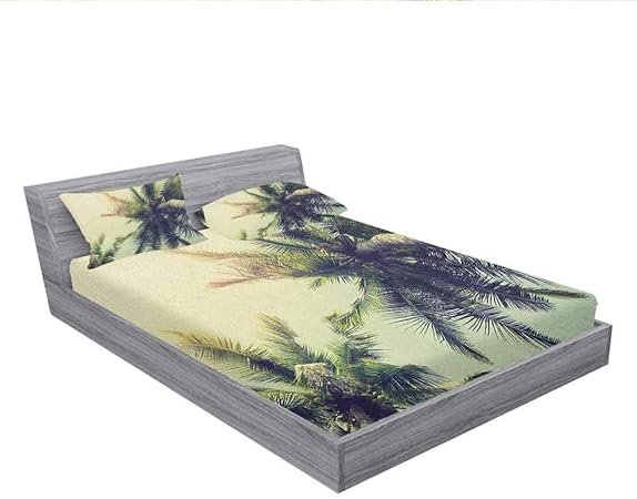 LCGGDB Juego de sábanas estampadas de palmeras, árboles de coco en la