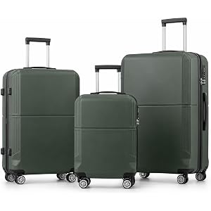 ALYIAMXL 3-Piece ABS Hardshell Luggage Set, Lightweight Durable Suitcases with 4 Silent Spinner Wheels, TSA Lock & Scratch-Re