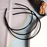 Kuou 4x Plastic Headbands Black 8mm Thin Teeth Non Slip Hair Bands view 4
