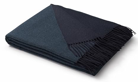 biederlack® weiche Kuschel-Decke Wool-Mix in dunkelblau-türkis I aus Wolle und Kaschmir I Öko-Tex Zertifiziert I Plaid in 130