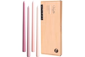 Viyffo 12 Inch Taper Candles Pink with a Purple Hue Set of 4 Unscented Smokeless Long Tall Tapered Candle for Candlesticks Sticks Wedding Advent Home Decor Dinner Christmas