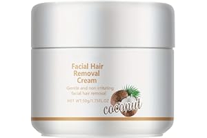 GROSPE Facial Depilatory Cream, Coconut Hair Remover for Upper Lip and Chin for Women Face Hair Remover for Body Sensitive Skin 1.75fl.oz Hair Removal Cream Gentle and Non-Irritating