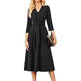 GRACE KARIN Work Dresses for Women 2025,Business Casual 3/4 Sleeve Midi Dress,Office A Line Dresses