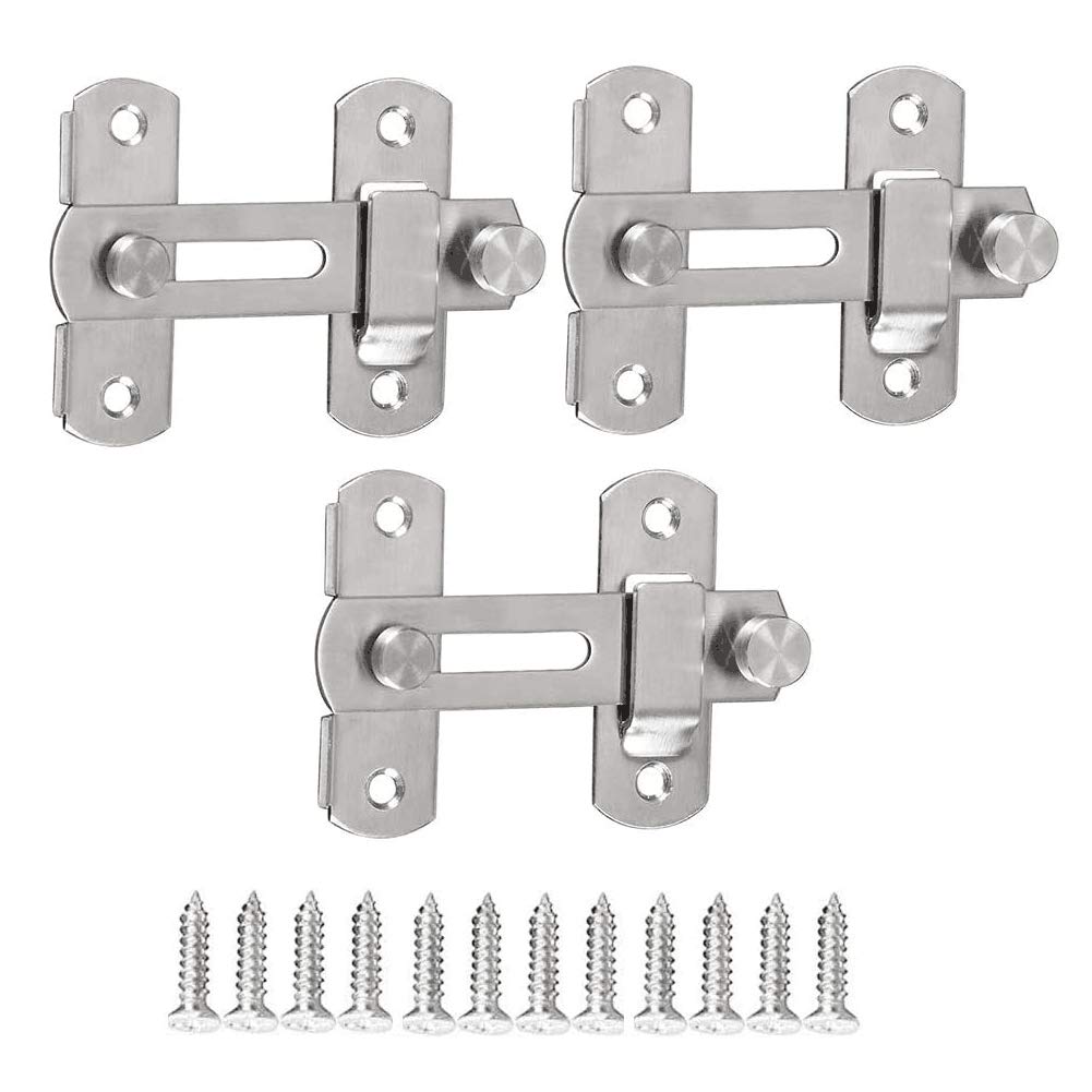 Buckle Stainless Steel Bolt, Thicker Door Lock Stainless Steel Door Buckle Latch, Safety Door Sliding Door Buckle Pet Cage Door Industrial Lock 3Pcs