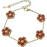 14K Gold Filled Clover Lucky Bracelet For Women - Cubic Zirconia Clover Bracelet Five Leaf Flower Flowers, Four Leaf Clover Bracelet, 4 Leaf Clover Bracelet