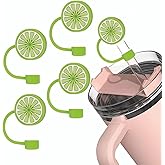 4pcs Green lemon Straw Cover for Stanley 40&30 Oz Cup, 10mm Silicone Straw Covers Cap for Stanley Cup Accessories, Cute Straw Topper for Tumblers, Cap Stopper for Reusable Straws Tip Lids
