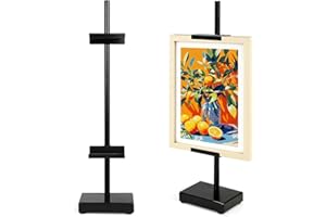 Victawks Adjustable Tabletop Easel Stand, Picture Easels for Display Up to 17" H, Black Metal Picture Frame Holder Stand Table for Art, Photo (1 Pack)