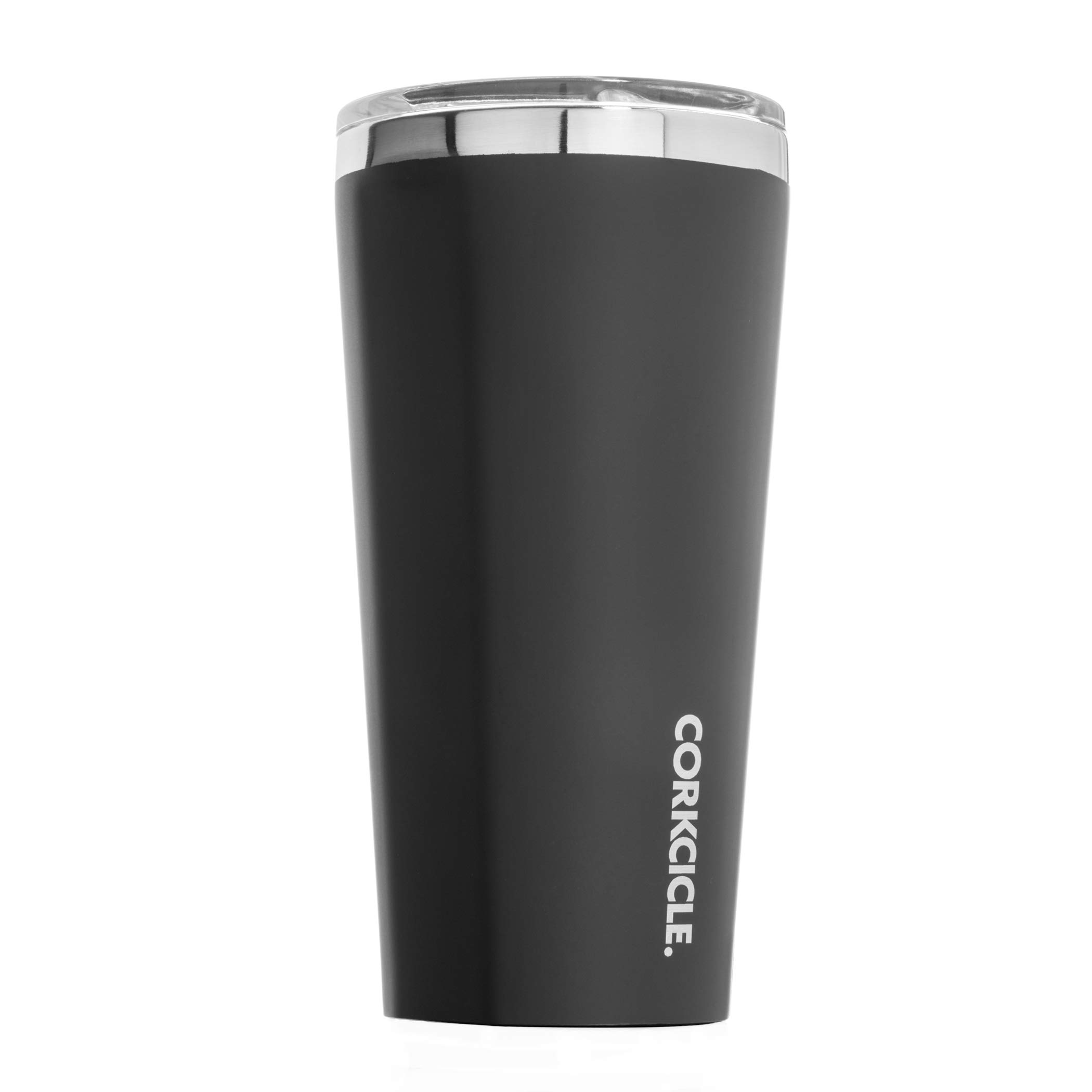 Corkcicle Canteen - Triple Insulated Stainless Steel Water Bottle with Straw - Keeps Cold for 25+ Hours and Hot for 12 Hours - Leakproof, Reusable, BPA-Free, Dishwasher Safe - Matte Black, 475ml/16oz