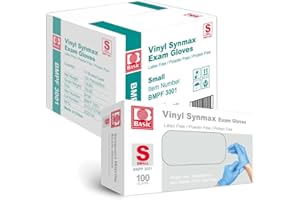 INTCO Basic Medical Synmax Vinyl Exam Gloves - Latex-Free & Powder-Free - Small, BMPF-3001(Small (Pack of 1000)),Blue