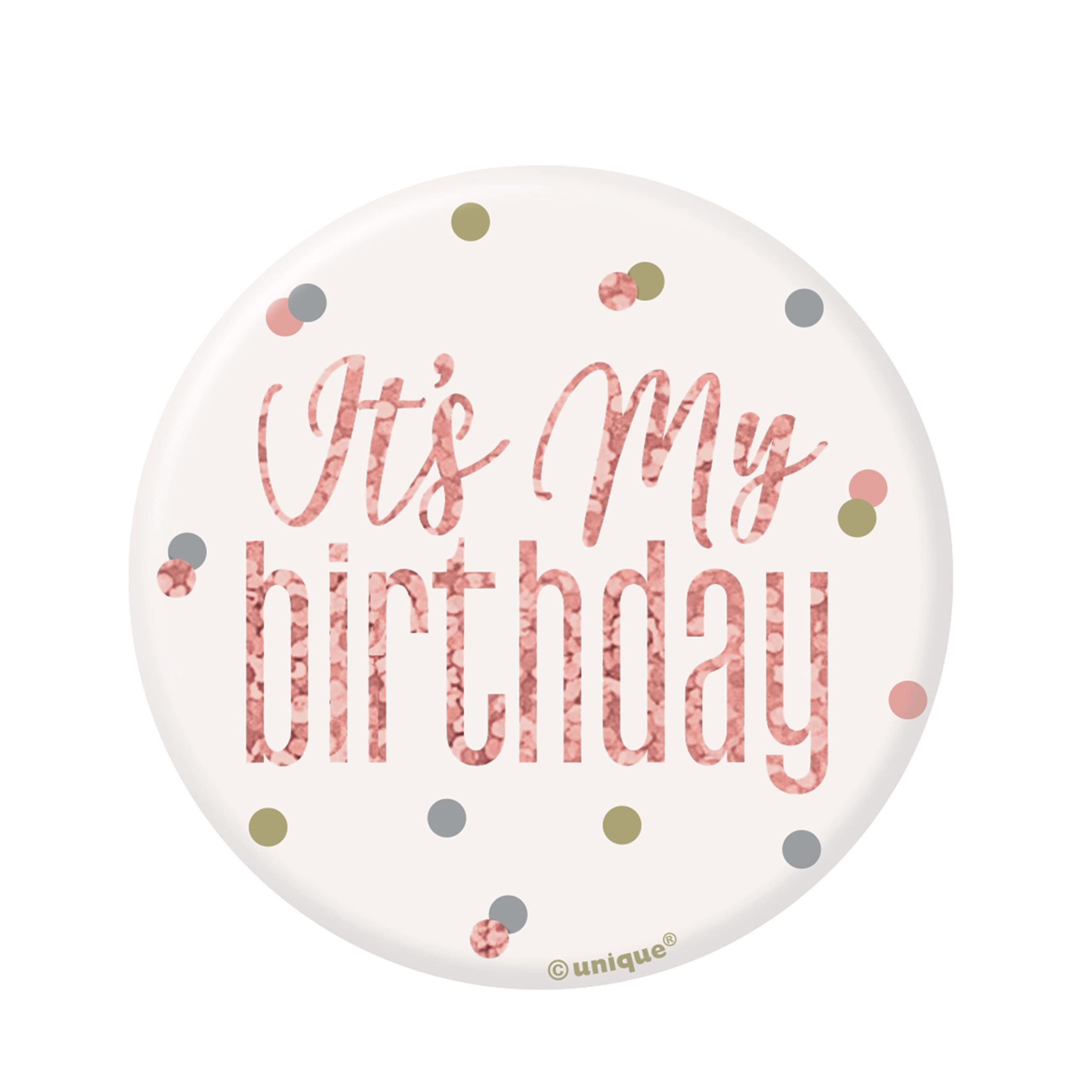 Glamorous Rose Gold Glitz It's My Birthday Badge (13cm) - Dazzling Celebration Accessory to Stand Out on Your Special Day - 1 Pc