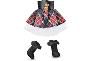E-TING Santa Clothing Red-Blue Plaid Dress with Boots for elf Doll Christmas Decoration