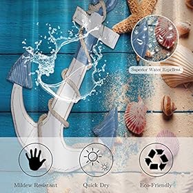 Beach Shower Curtain Anchor and Seashell Conch Shower Curtains Seashell Starfish Bathroom Shower Curtain Decor Durable… 61QuUvgAT6L. SS280