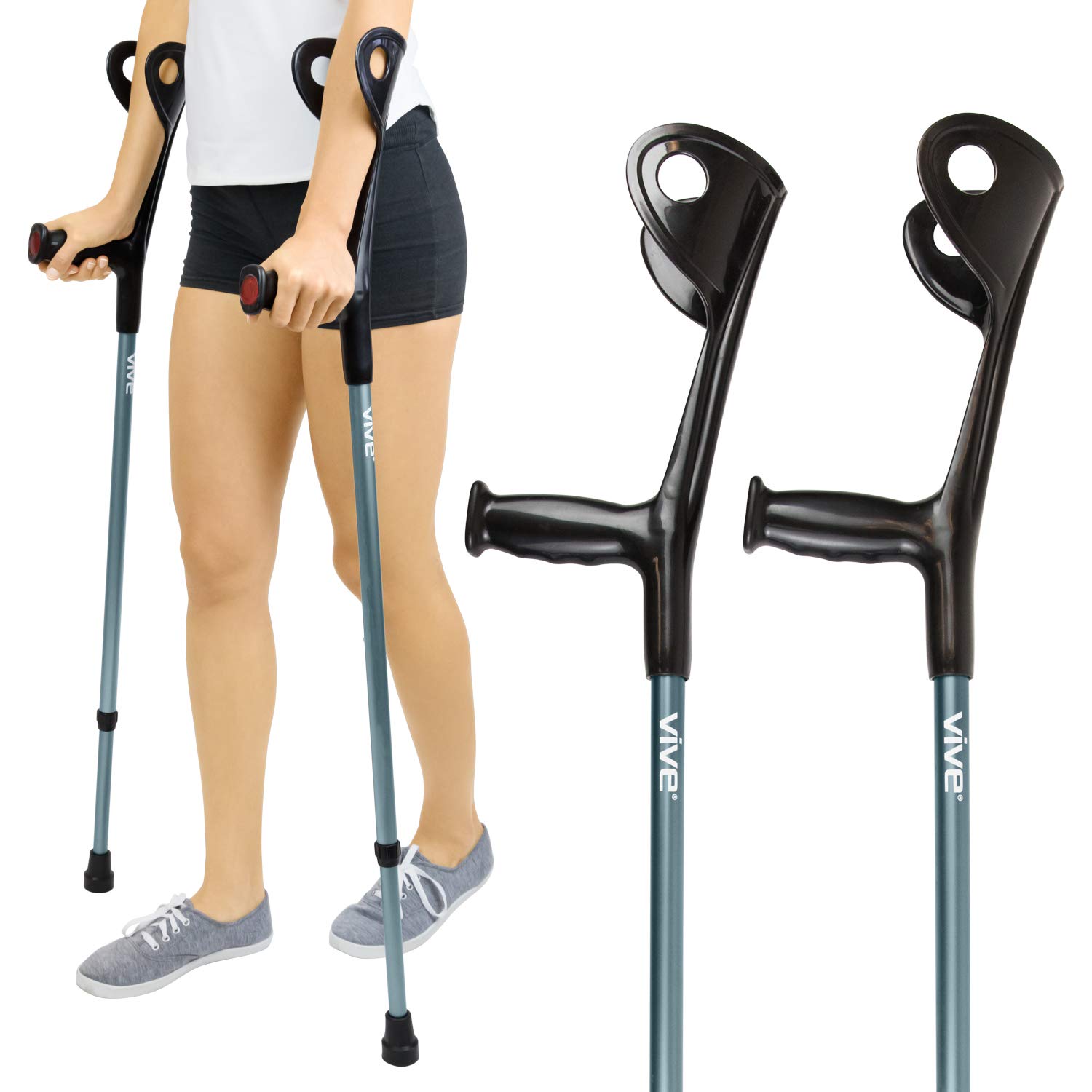 Buy Vive Forearm Crutches (Pair) Adjustable, Lightweight Arm Crutches
