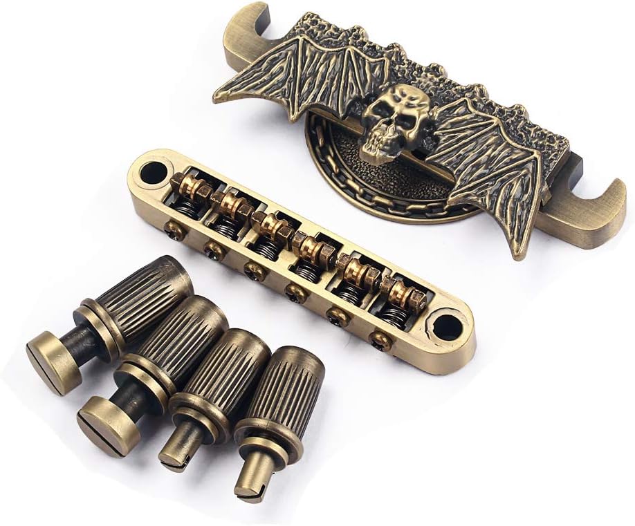 Alnicov Electric Guitar Tailpiece Bridge and roller saddle Tune-O-Matic - Bronze - Image 4