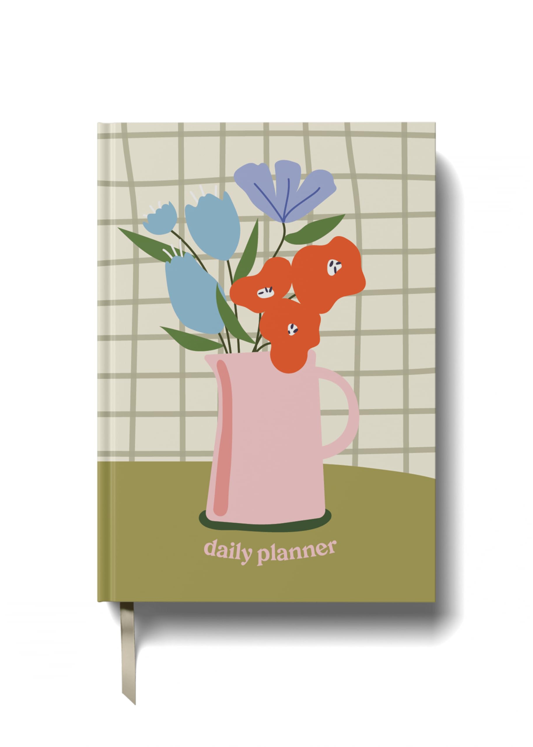 Yop & Tom Undated Daily Planner - Productivity Planner with Flower Vase Illustration - Weekly and Daily Organizer with Time Slots