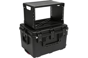 SKB 6U iSeries 13" Injection Molded Fly Rack with Built-In Wheels, Push Button Release Pull Handle and Removable Rack Frames, Black