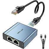 MT-Viki Ethernet Splitter 1 to 2 High Speed 1000Mbps, Gigabit Dual RJ45 Splitter Adapter for Cat5/5e/6/7/8 Cable [Aluminum Ca