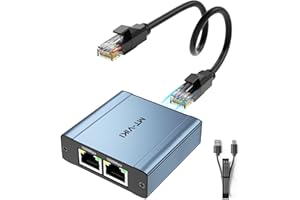 MT-Viki Ethernet Splitter 1 to 2 High Speed 1000Mbps, Gigabit Dual RJ45 Splitter Adapter for Cat5/5e/6/7/8 Cable [Aluminum Ca