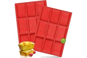 Walfos Silicone Mini Loaf Pans, Non-Stick Mini Bread Pans, 9 Cavities Silicone Bread Baking Mold, Perfect for Mini Loaf, Cake, Bread and Meatloaf, Food Grade & BPA Free, Set of 2