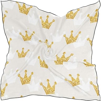Women S Soft Polyester Silk Square Scarf Crown Queen Decoration