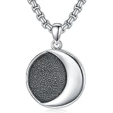 Lattd Moon Necklace 925 Sterling Silver Crescent Moon Coin Pendant Necklaces Jewelry Gift for Men Women