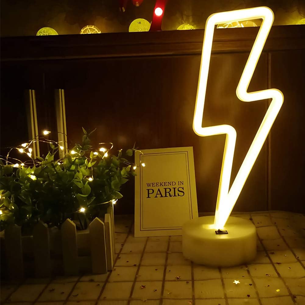lightning bolt neon table lamp