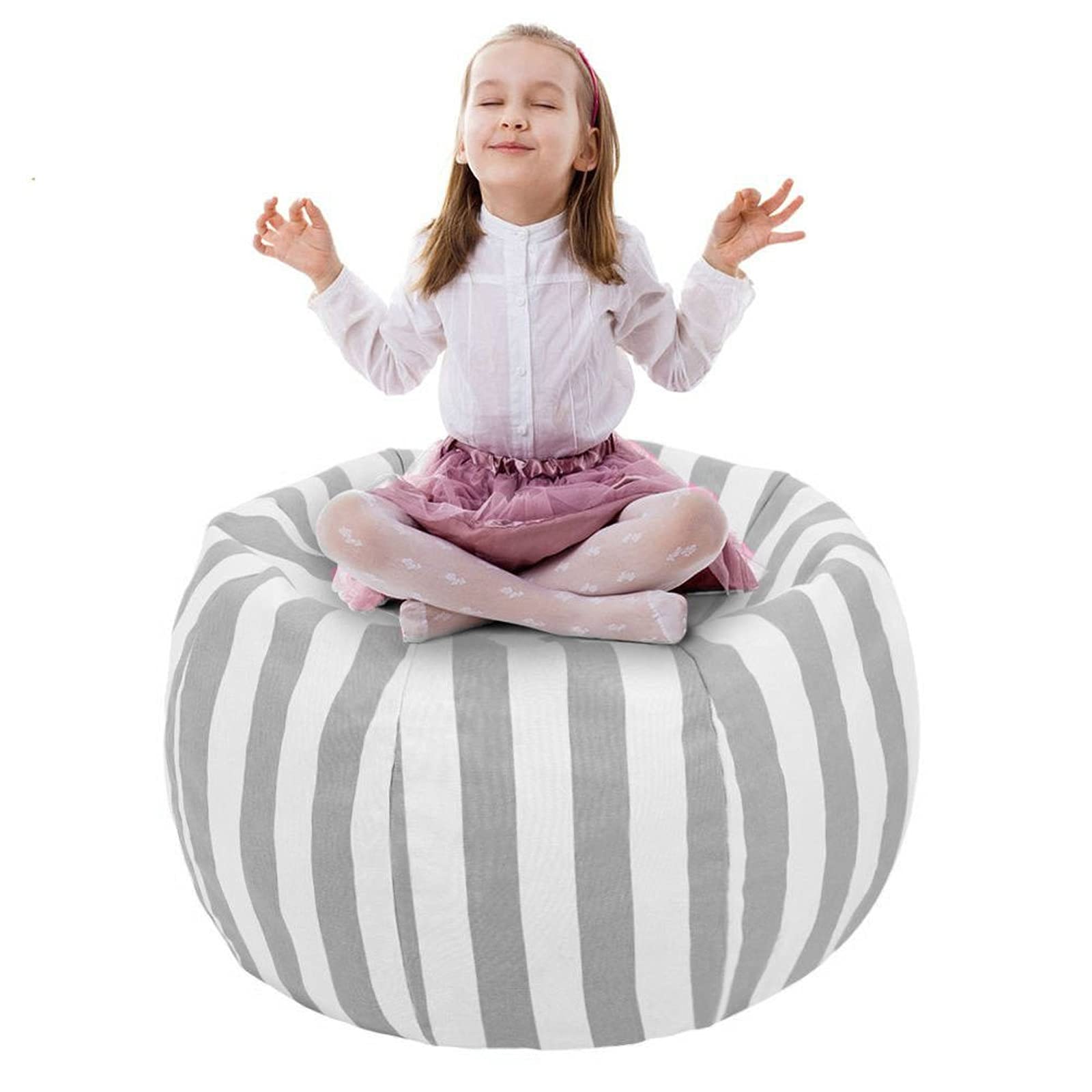 UMYMAYDO1 TOY STORAGE BEAN BAG - Cover - 38" Extra Large Toy Organizer - Stuffed Animal Organizer in Gray - Soft & Comfy Cover that Creates Cozy Lounger (Gray)