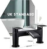 Peppermint Matte Black Waterfall Bath Basin Mixer Taps Set Deck Mount Pop-up view 8
