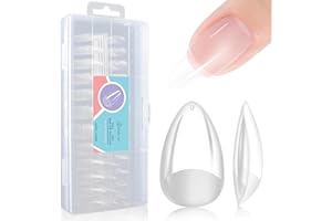 Gelike EC Short Almond Nail Tips: Soft Gel X False Nail Tips Full Cover for Nail Extensions - Acrylic Nails Professional Clear Gelly Tips Preshaped PMMA, 12 Sizes, 240PCS