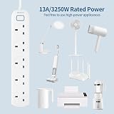 PARTH 5 Way Extension Lead 5M Surge Protected UK Plug Power Strip 13A Switch view 5