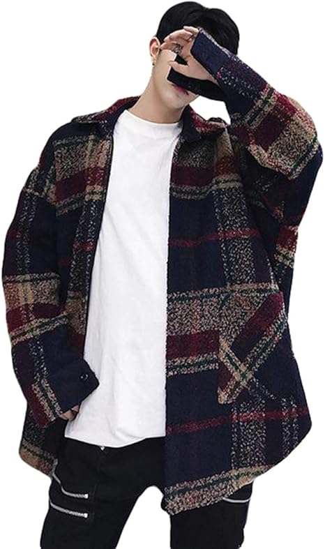 Amazon Yunhen コート メンズ チェスターコート チェック柄 トレンチコート ジャケット ゆったり アウター 秋冬 オーバーサイズ メンズコート ファッション 花柄 コート ジャケット 通販