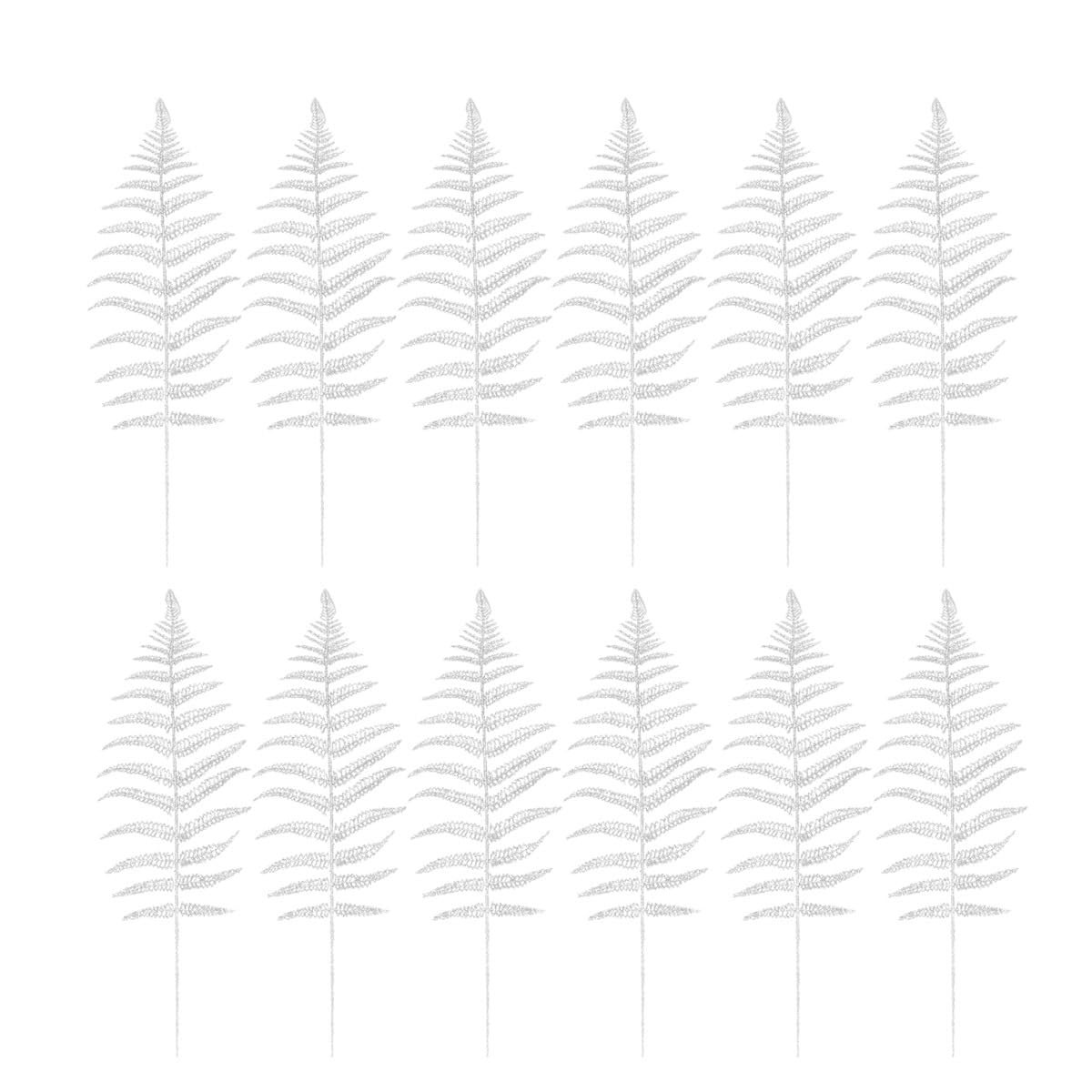 NUOBESTY 12pcs Christmas Foliage Artificial Christmas Leaves Silver Xmas Tree Decorations for Wedding Wreaths Holiday Indoor Outdoor Tree Decorations (Silver)