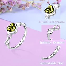 Shysnow Peridot Birthstone August Ring for Women