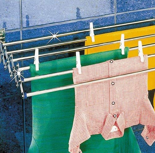 WENKO 3770010100 Wand-Wäschetrockner Teleskop - 3,3 m Trockenlänge, wetterfest, Edelstahl rostfrei, 70 x 12.5 x 11 - 35 cm, S