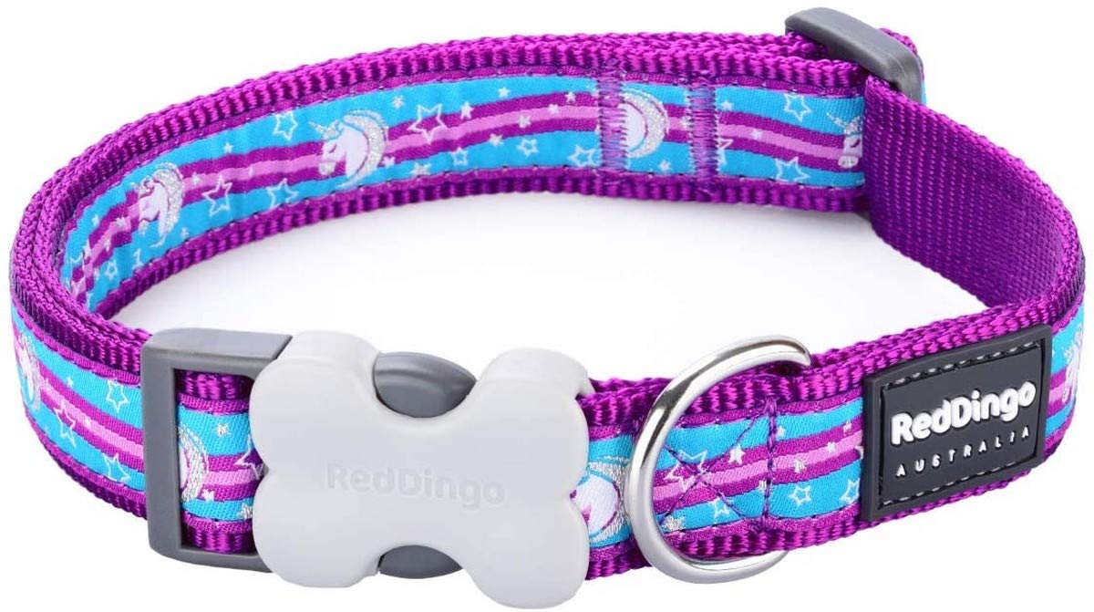 Red Dingo Bucklebone Dog Collar Design, Unicorn Purple, Large 25mm