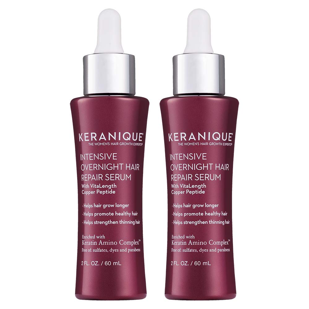Keranique Intensive Overnight Hair Serum, 2 Fl Oz – Keratin Amino Complex, Sulfate, Dyes and Parabens Free | Helps Grow Longer, Promote Healthy and Strengthen Thinning Hair : Beauty