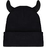 Kawaii Devil Horn Knit Beanie Hat Gothic Beanie Cute Demon Hor for Women Men Winter Hat Party Goth Emo Skull Cap
