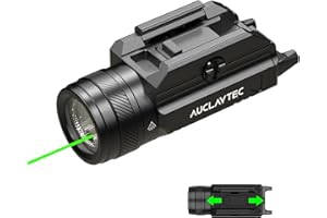 AUCLAYTEC 1200 Lumen Pistol Light Laser Combo Green Beam Tactical Flashlight, Pistol Flashlight Adjustable Slide Locating Keys for Picatinny