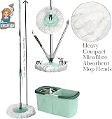 SwissPack NEW Scratch Anet Revolving Spin Mop and Bucket 5 Pads Split Set view 2