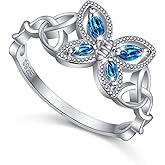 JZMSJF S925 Sterling Silver Celtic Knot Butterfly Ring Dainty Jewelry Gifts for Women