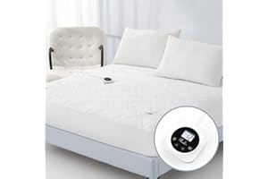 Reaks Electric Mattress Pad Full Size, Quilted Heated Mattress Pad Single Control with 10 Heat Settings, ETL Certified Bed Warmer with Timer for 1-12 Hours Auto Off, Lighted Button, White