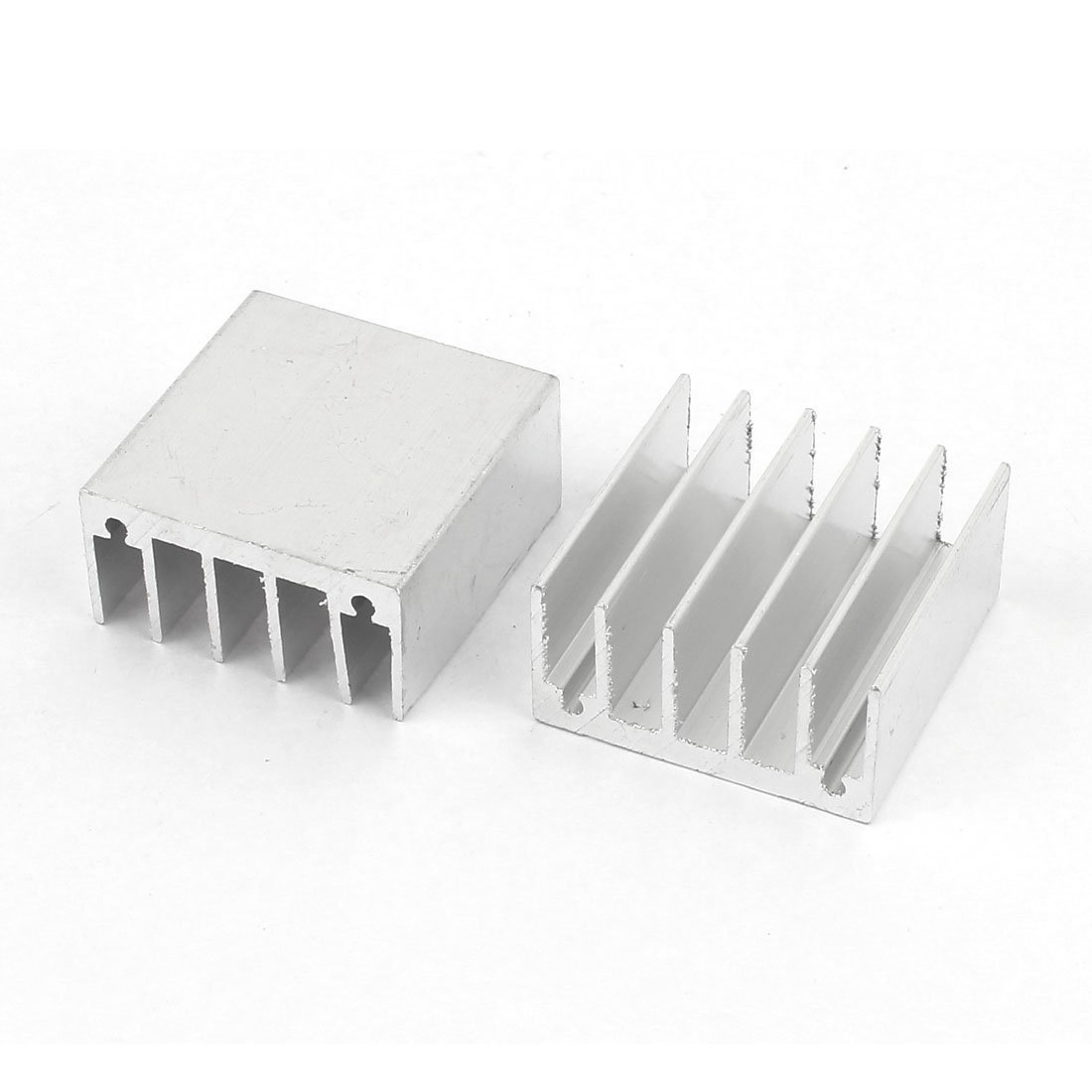 sourcing map 2 Pcs Silver Tone Aluminum Cooler Radiator Heat Sink 30mm x 30mm x15mm