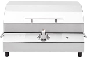 Kenyon G2 Portable Tabletop Electric Grill, 1440W Single Burner, Stainless Steel Body, Cast Aluminum Grate, UL Approved Grill For Indoor And Outdoor Use, Removable Lid, Dishwasher Safe, 120Volts