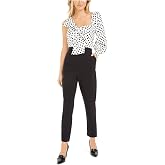 Bar III Womens Black Polka Dot Long Sleeve Queen Anne Neckline Jumpsuit Size 2