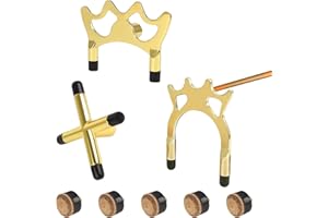 3 Pcs Pool Billiard Bridge Head, Spider Cue Rest with 5 Pcs 0.47 Inch Cue Tip, Brass Cue Bridge Head, Snooker Billiards Cue C